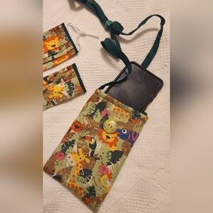 Handmade crossbody colorful Animal/Jungle themed Cell Phone Bag